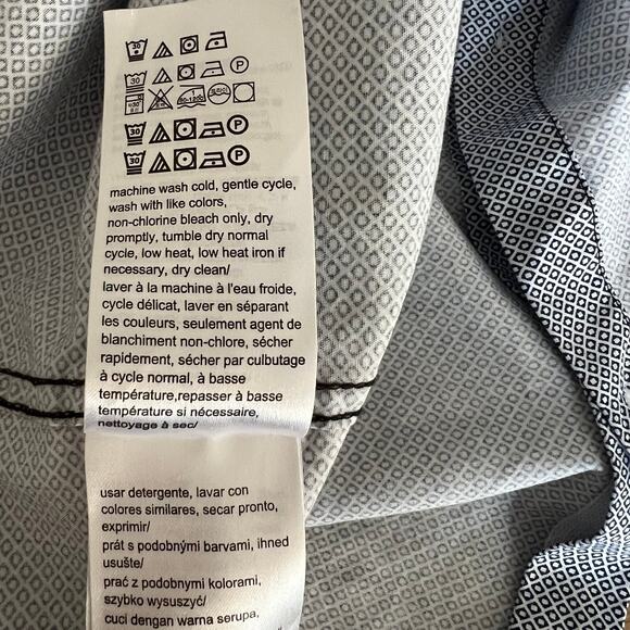 Calvin‎ Klein Mens Infinite Gray Diamond Print Button Up Long Sleeve Size L Work - Picture 8 of 8